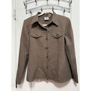 Vintage 90s Maggie Lawrence Plaid Button Up Shirt Jacket Women's M Brown Classic